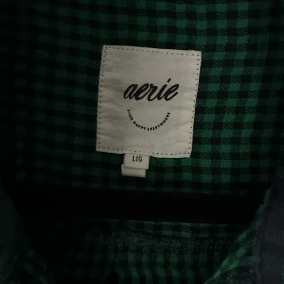Aerie Green and Black Checkered Shirt - Picture 2 of 3